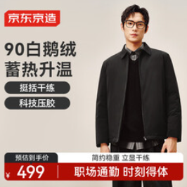 京东京造白鹅绒服男羽绒服（499积分）